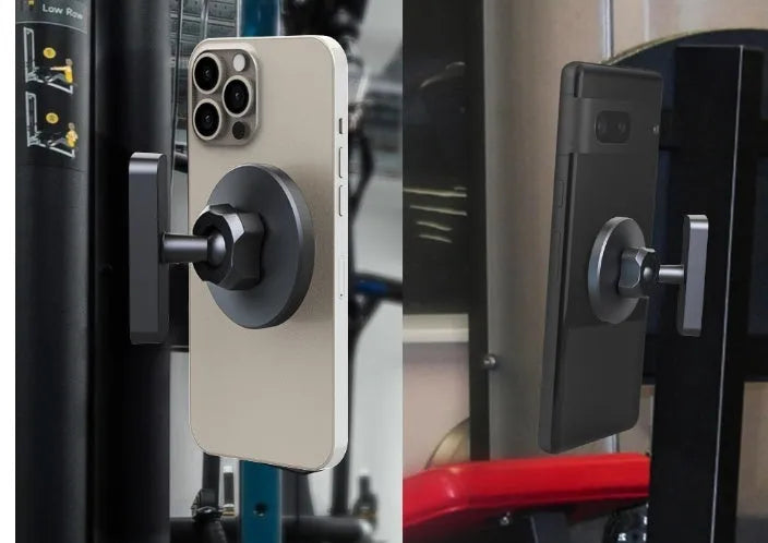 Magnetic mobile phone holder for car and gym with silicone bracket