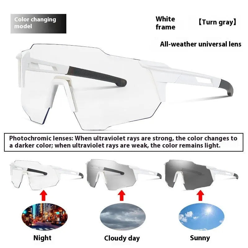 Sport Cycling Running Colour Changing Glasses for Outdoor Sun Protection Fishing Travel Driving Party Use in Black or White Frame with Colour Change Lens or Gray Lens Options