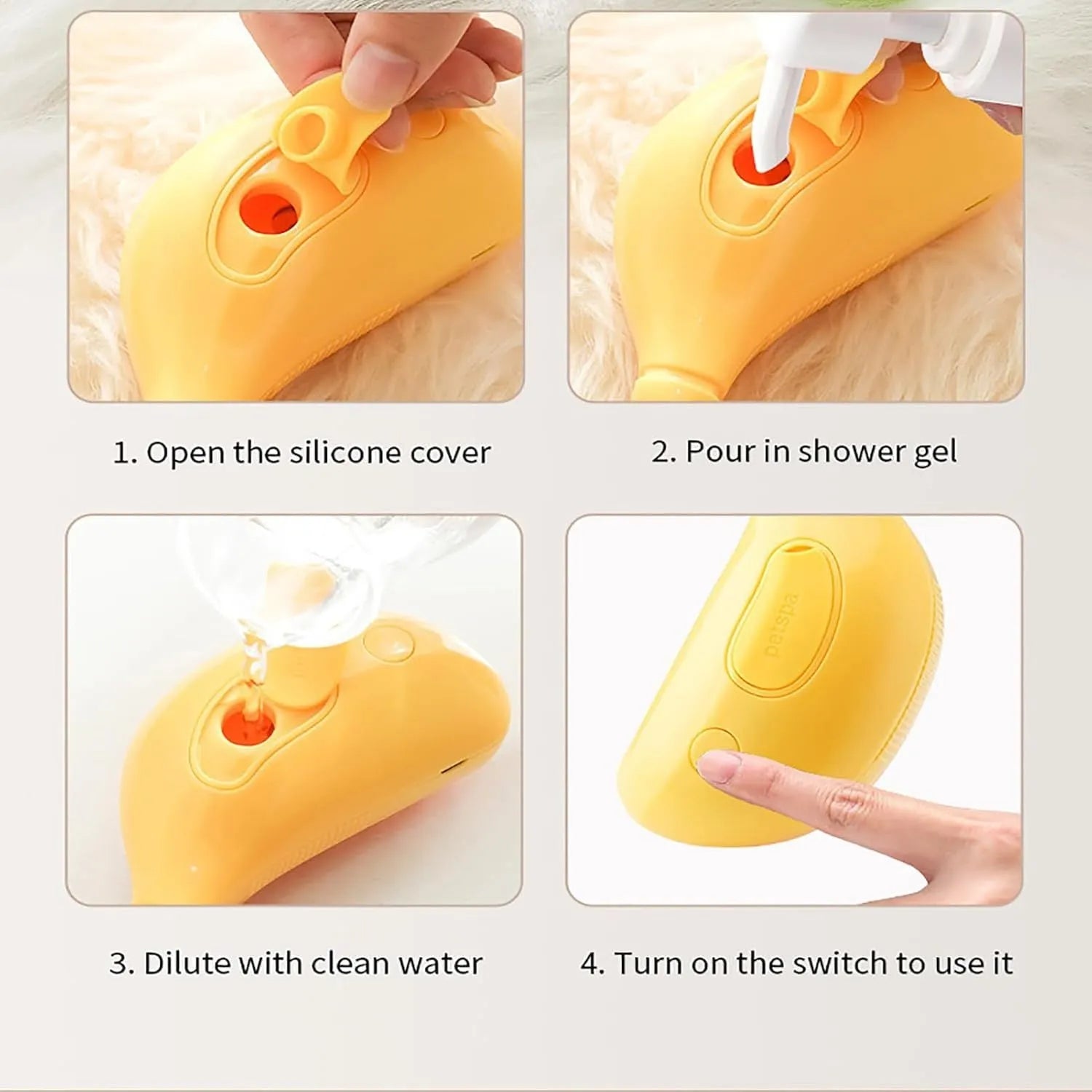 Rechargeable 3-in-1 cat steam brush with silicone construction and cat paw-shaped teeth