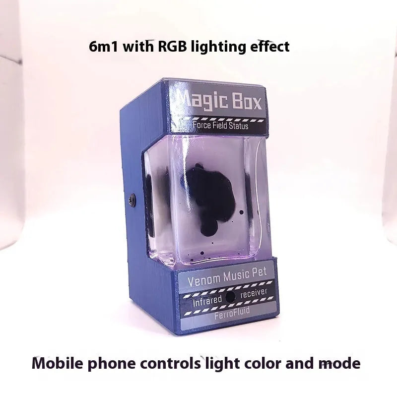 Magnetic fluid rhythm light with wood shell, neodymium magnet speaker and LED display, 95x60x63mm