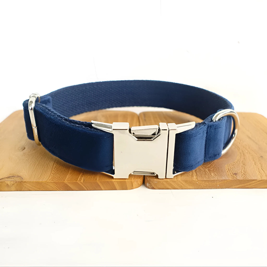 MUTTCO adjustable dog collar in polyester, yellow velvet finish, with buckle and size adjustment holes.