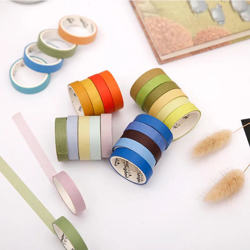 Six rolls of solid colour tape labelled with 24 solar term names for manual ledger and decorative use
