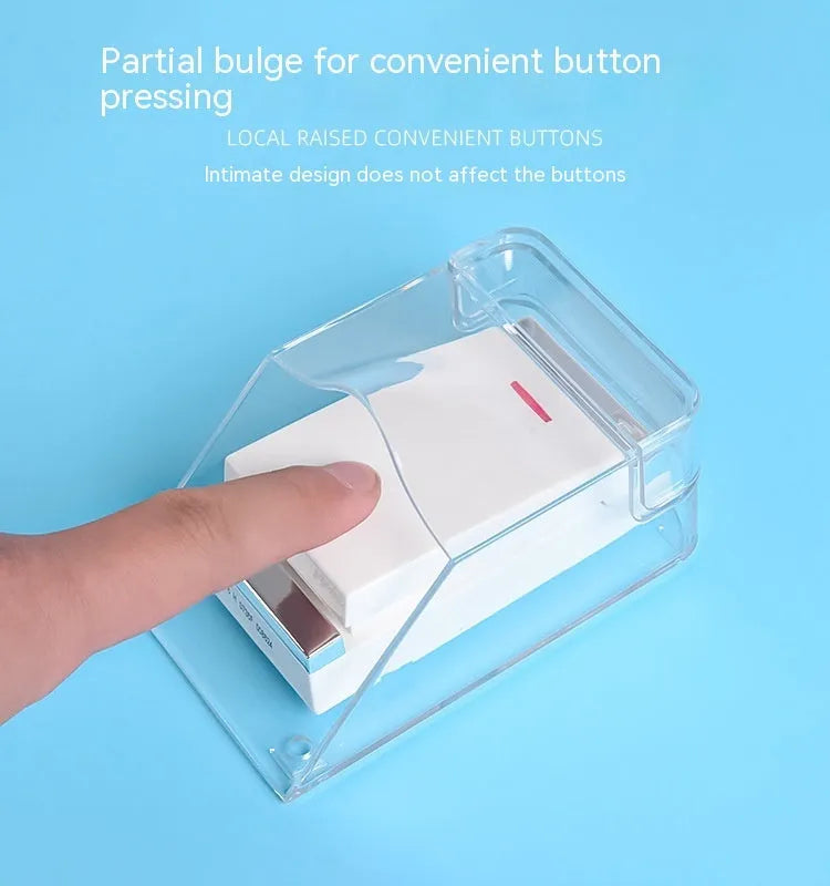 Transparent PC doorbell rain cover, 111 x 64 x 52mm, protecting a doorbell button from rain