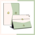 Literary avocado cartoon silicone protective case for Apple iPad, book style with pen slot, fits multiple iPad models