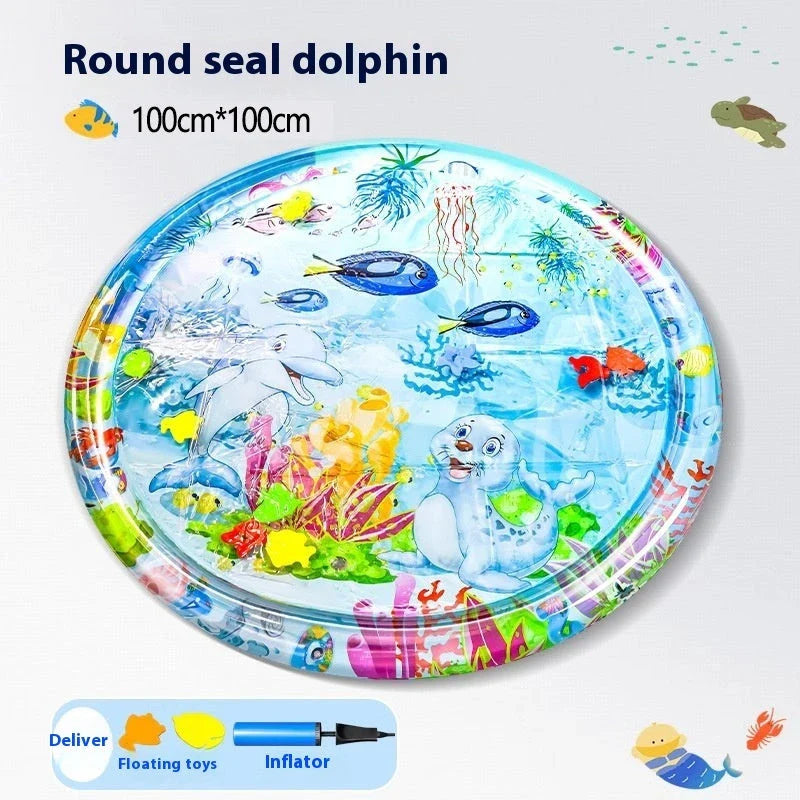 Cooling Pet Water Bed with fish-themed design, providing refreshing comfort for cats and dogs