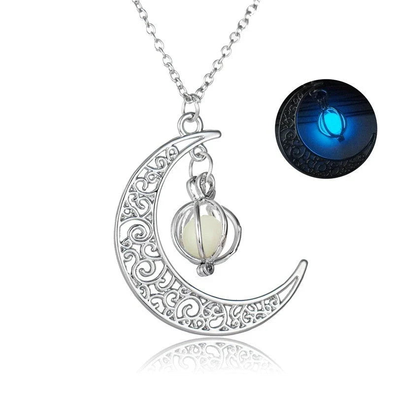 Enchanting Luminous Healing Necklace with Glowing Natural Stone Pendant and Adjustable Bamboo Chain