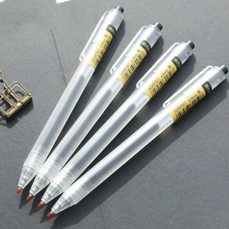 12 black frosted retractable gel pens with 0.5mm tips and 2 refills