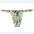 Men's camouflage snake print thong underpants in polyester fabric with low waist design