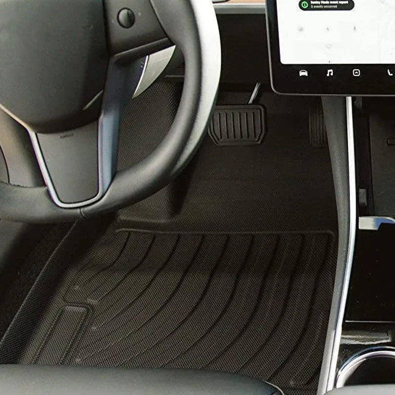 Rubber floor mat with TPE footrest for Tesla Model 3, Y, X, and S cars