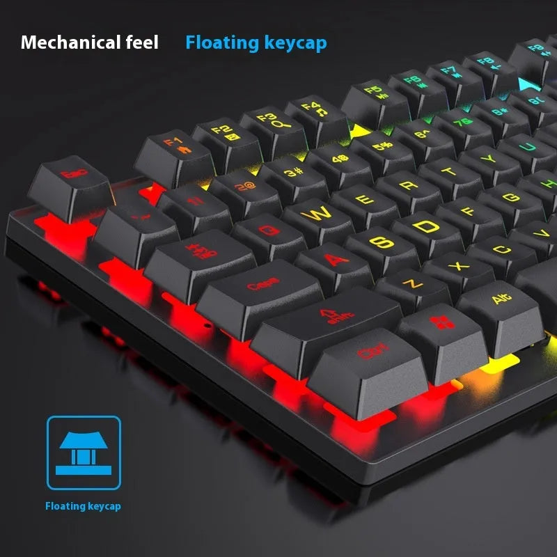 Black backlit gaming keyboard and mouse combo with 104 keys and 37.5cm width