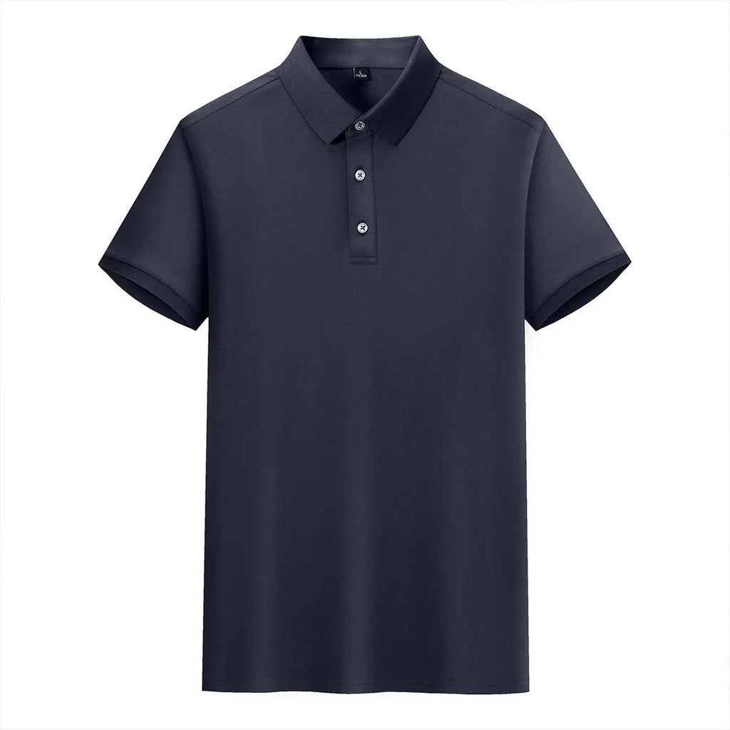 Short-sleeved lapel T-shirt in cotton silk blend fabric for business casual wear