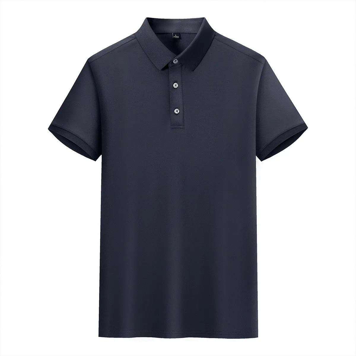 Short-sleeved lapel T-shirt in cotton silk blend fabric for business casual wear