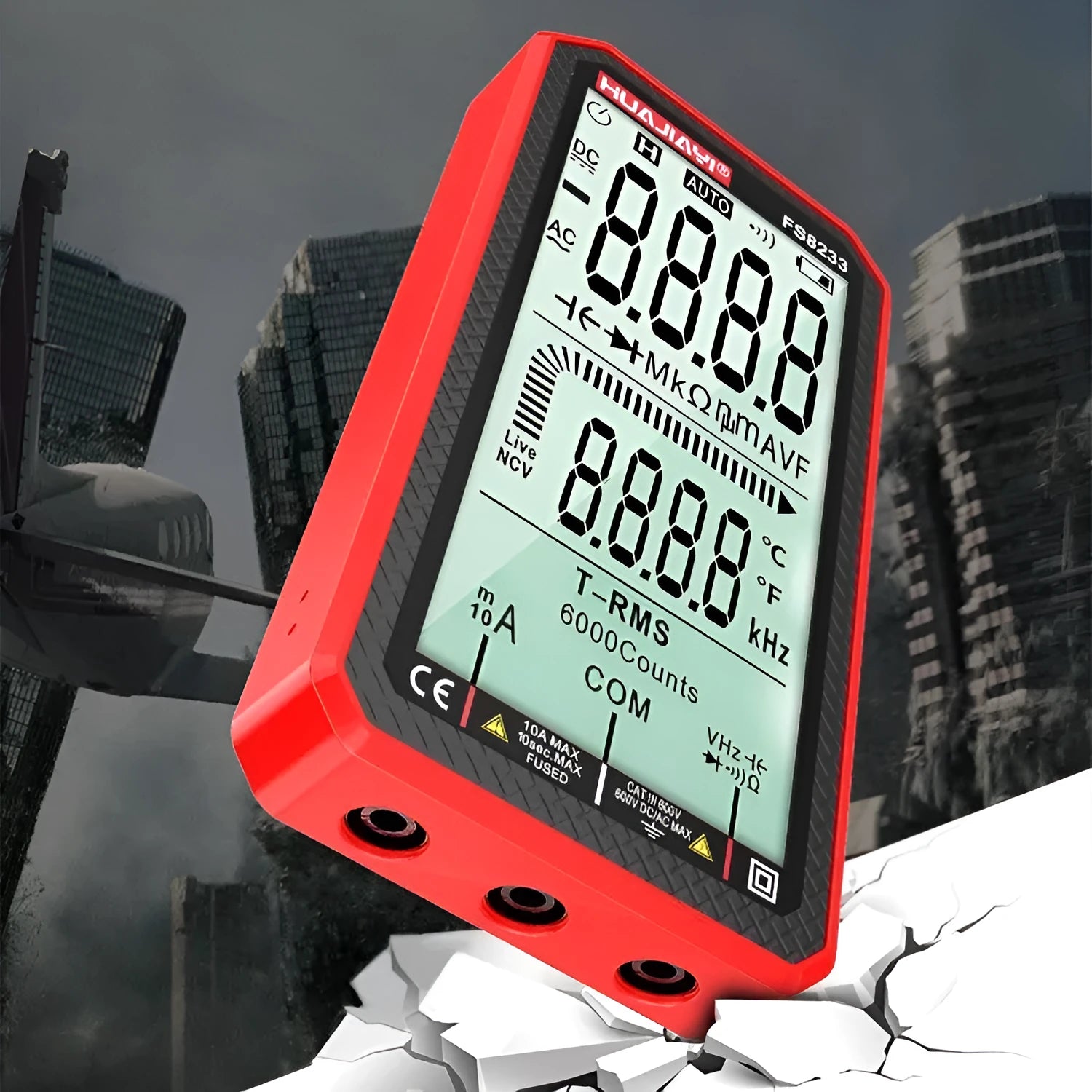 Large screen digital multimeter for electrical testing with handheld design
