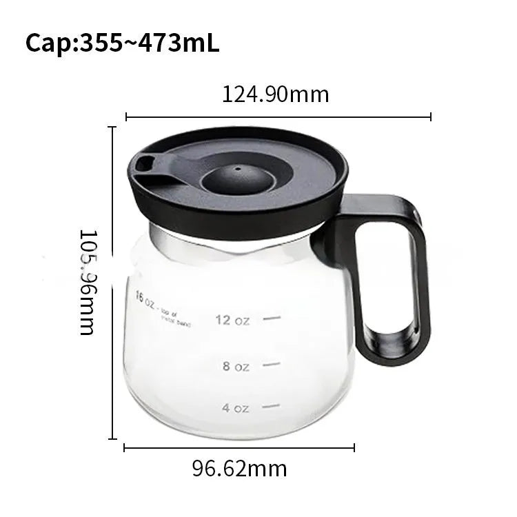 Transparent borosilicate glass coffee maker with silicone cover for manual pour-over brewing