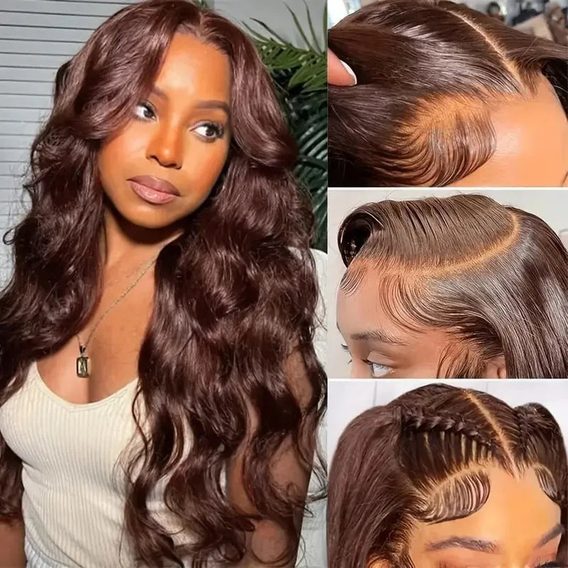 Women's long curly dark brown front lace wig with side bangs, exotic European American style
