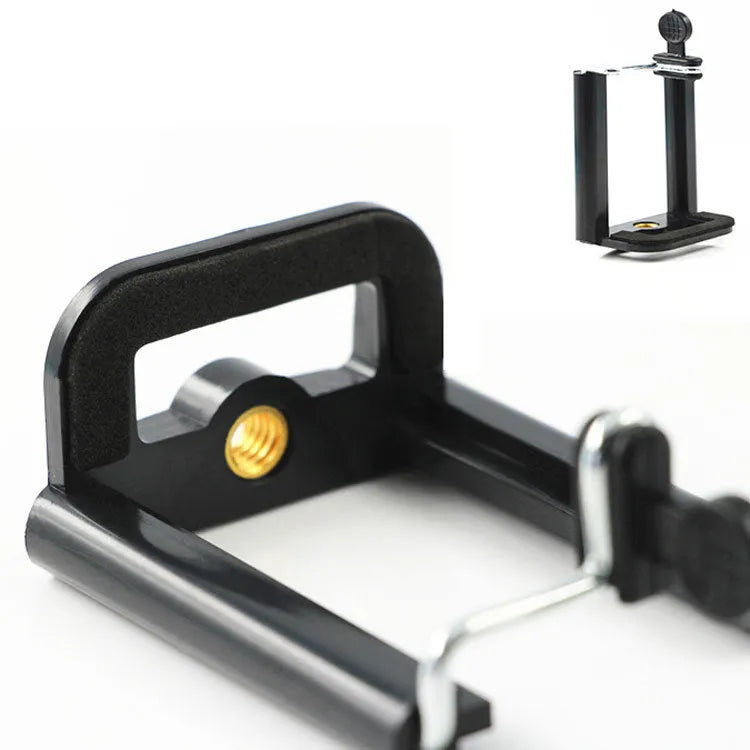Black plastic U clip mobile phone holder for mounting smartphones to hoses and poles
