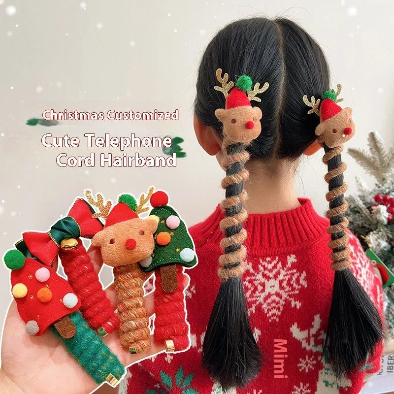 Festive Christmas Hair Ties with designs like jingle bells, Christmas trees, and reindeer - fun holiday accessories for girls