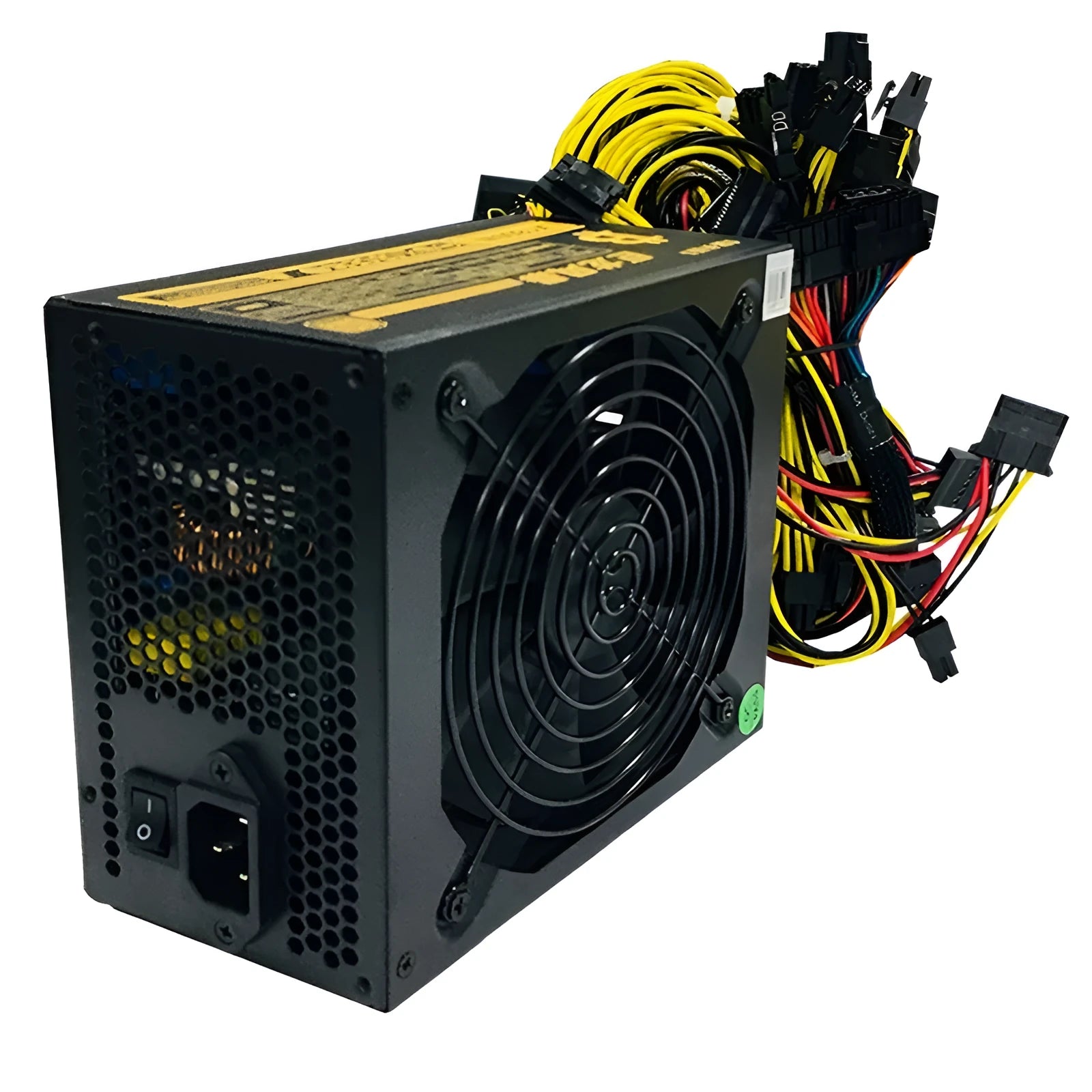 Black server power supply unit with multiple connector interfaces including 12 graphics card power ports