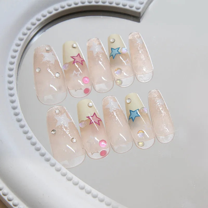 24 detachable double star crystal nail stickers with glue tube in Z920 Millennium colour