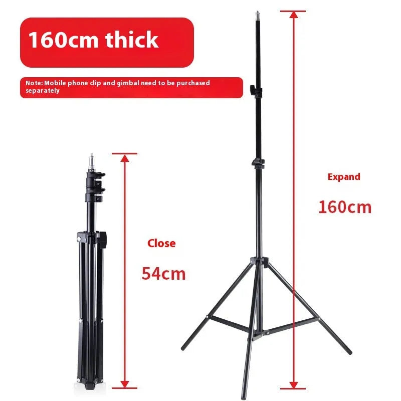 Telescopic fill light bracket in metal iron electrophoresis, 50cm to 2.6m lamp holder options for live streaming photography.