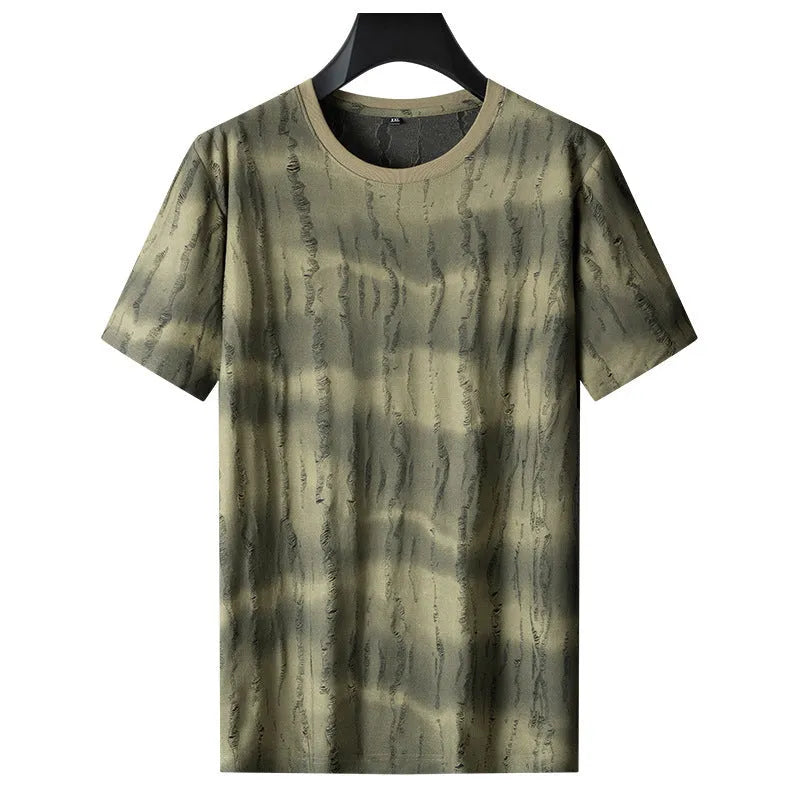 Men's grey plus size loose fit t-shirt with round neck and short sleeves