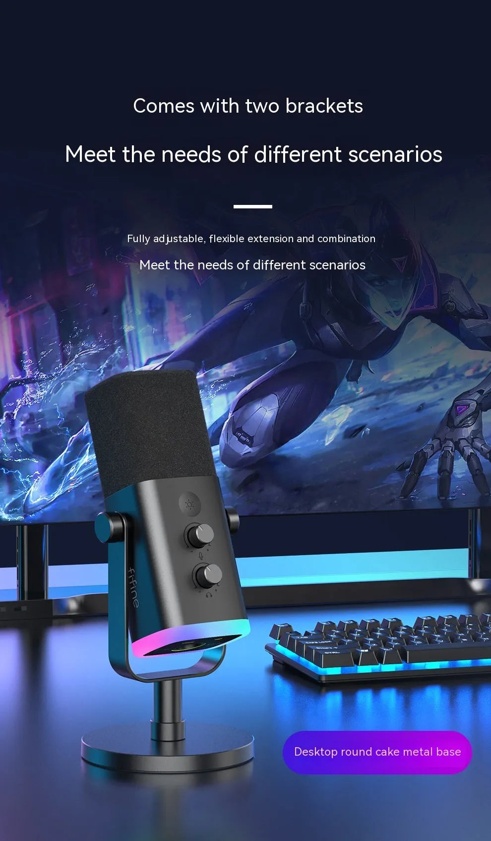 AM8 dynamic noise reduction microphone in black with XLR cable and base
