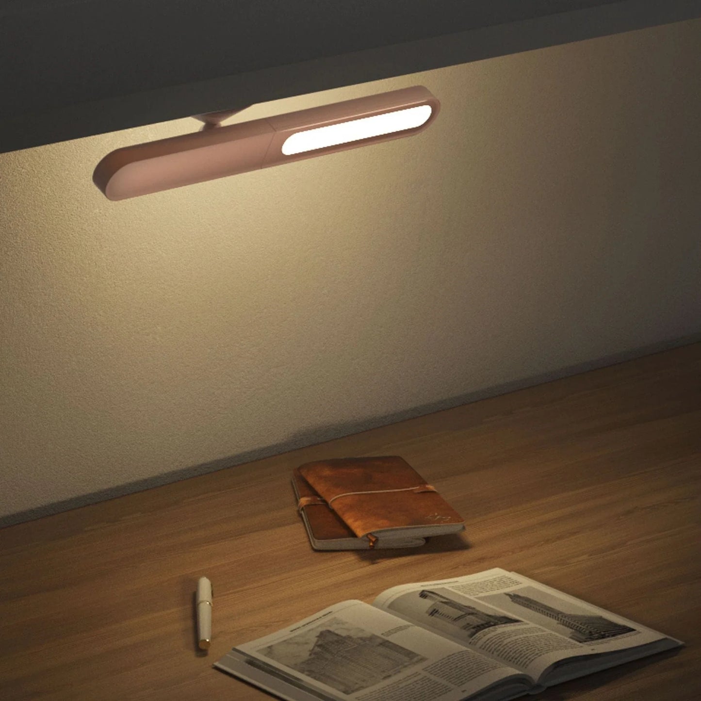 Versatile geometric desk lamp with wireless, magnetic, and multifunctional features for modern workspace lighting