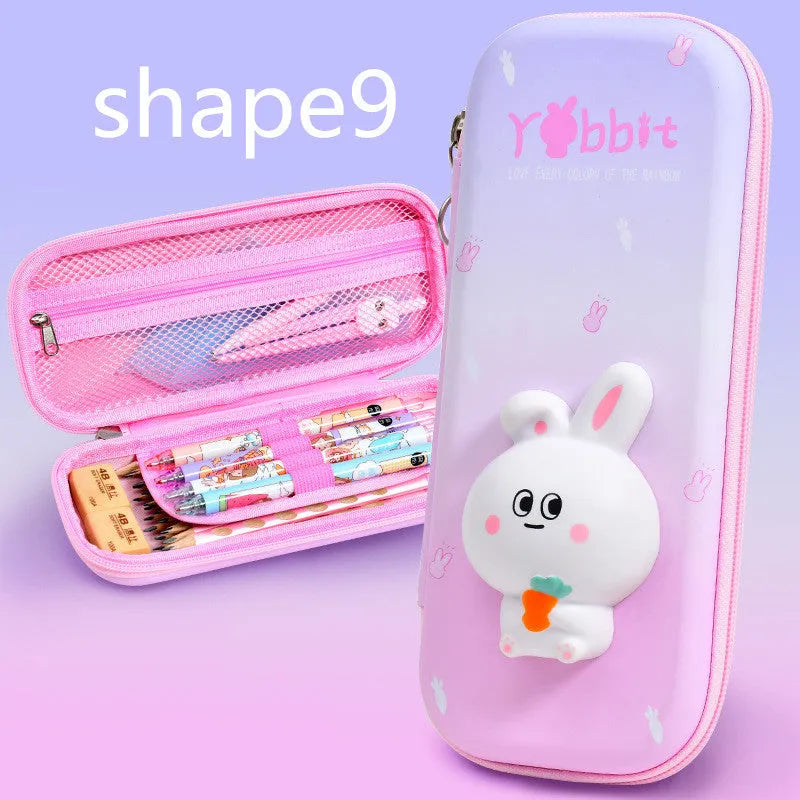 3D decompression pencil case EVA material square design cartoon pattern