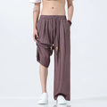 Men's bamboo fibre straight-leg trousers in black, khaki or coffee, thin wide-leg mid waist style, sizes M to 5XL