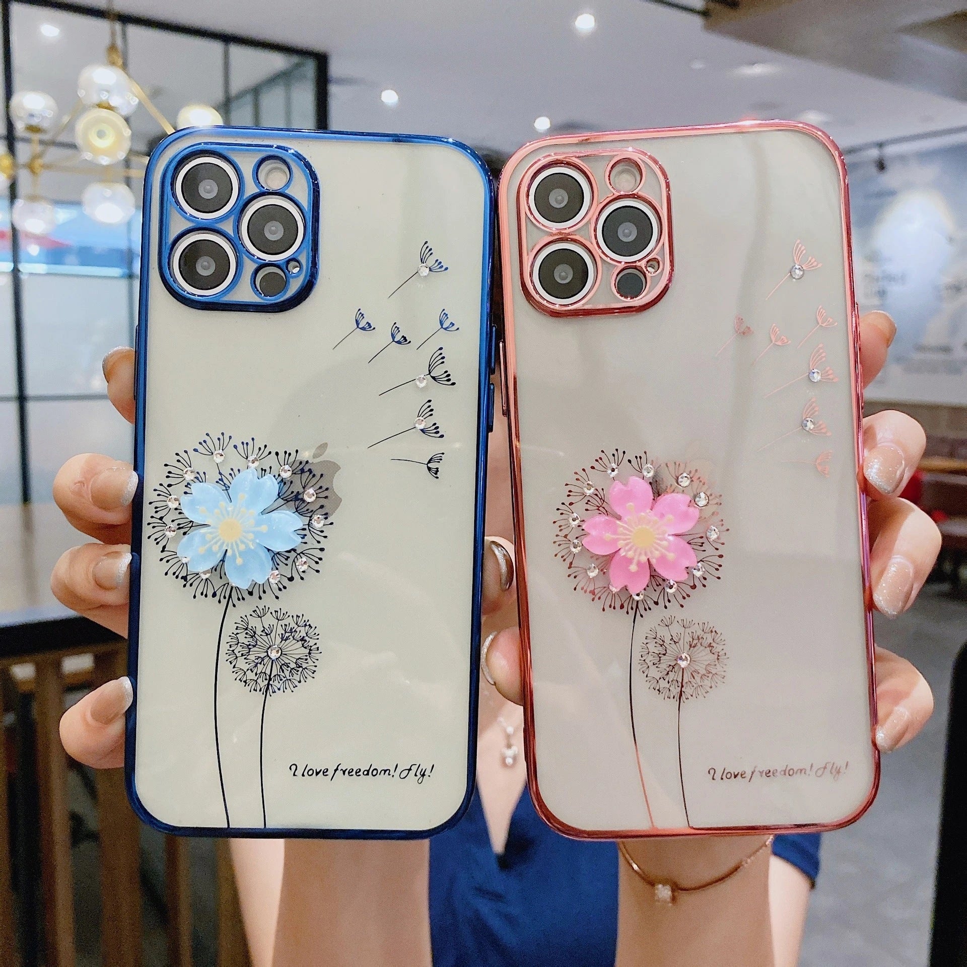 Stylish and protective 3D flower phone case with spin stand for various iPhone models