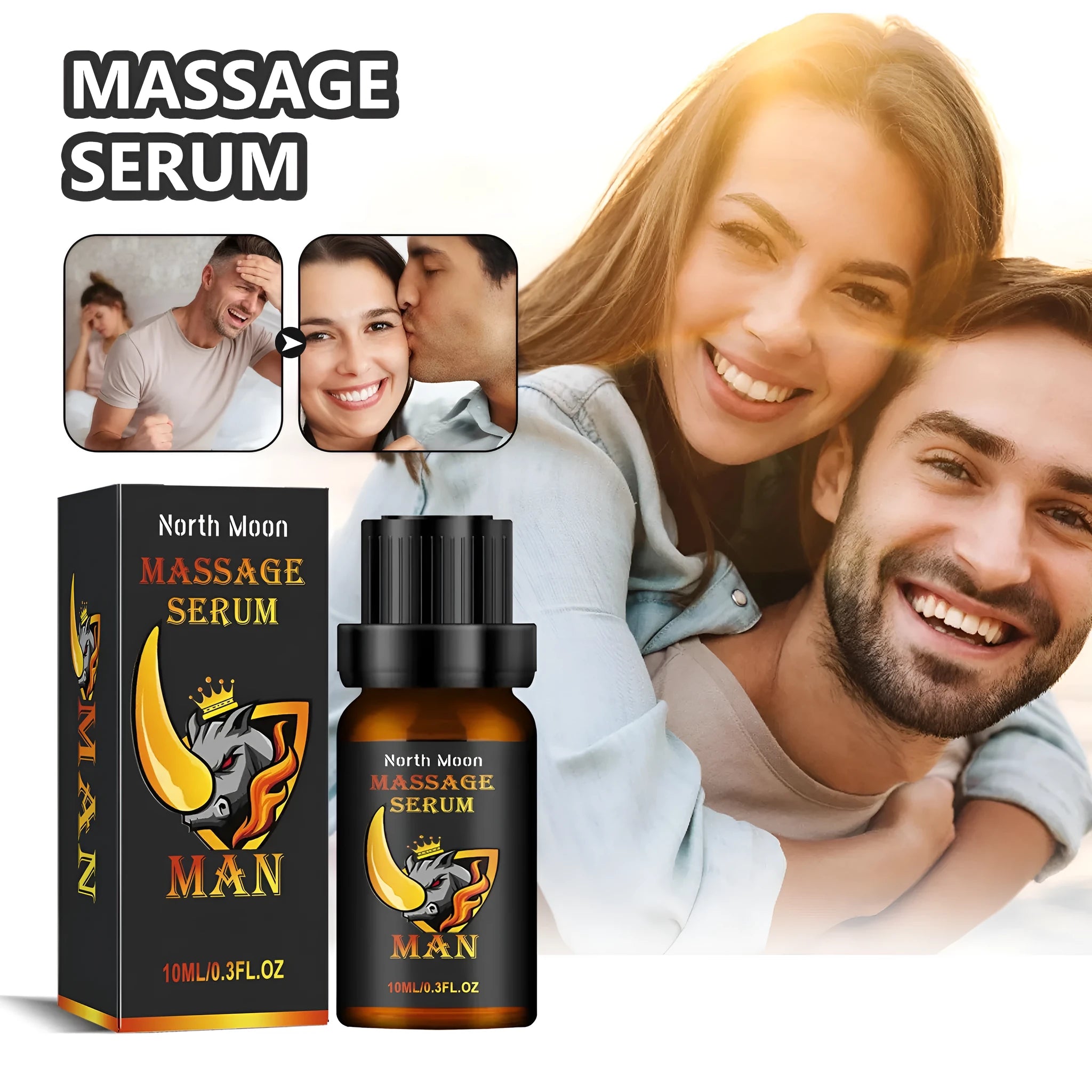 10ml bottle of men's body care essential oil with dropper for external massage
