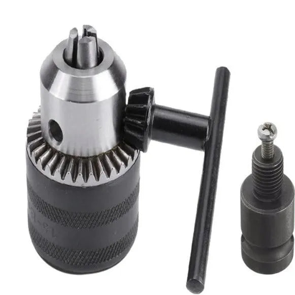 Steel three-jaw chuck converter with threaded interface for rechargeable wrench, 1.5-13mm clamping