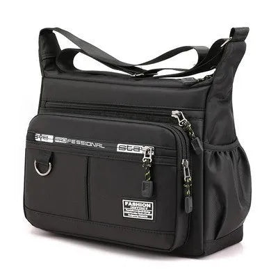 Men's multi-pocket crossbody bag in Oxford cloth, solid colour, large capacity, urban simplicity style