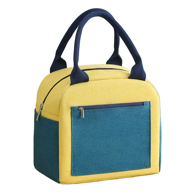 Blue aluminium foil thickening waterproof lunch insulation bag made from Oxford cloth.
