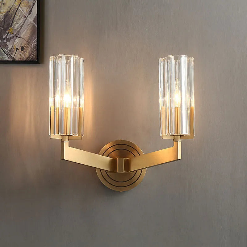 Modern copper wall lamp with single head and double head configuration options