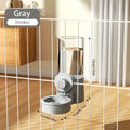 Grey PP cage hanging pet feeder 1200ml and 520ml water dispenser for small puppy cat rabbit