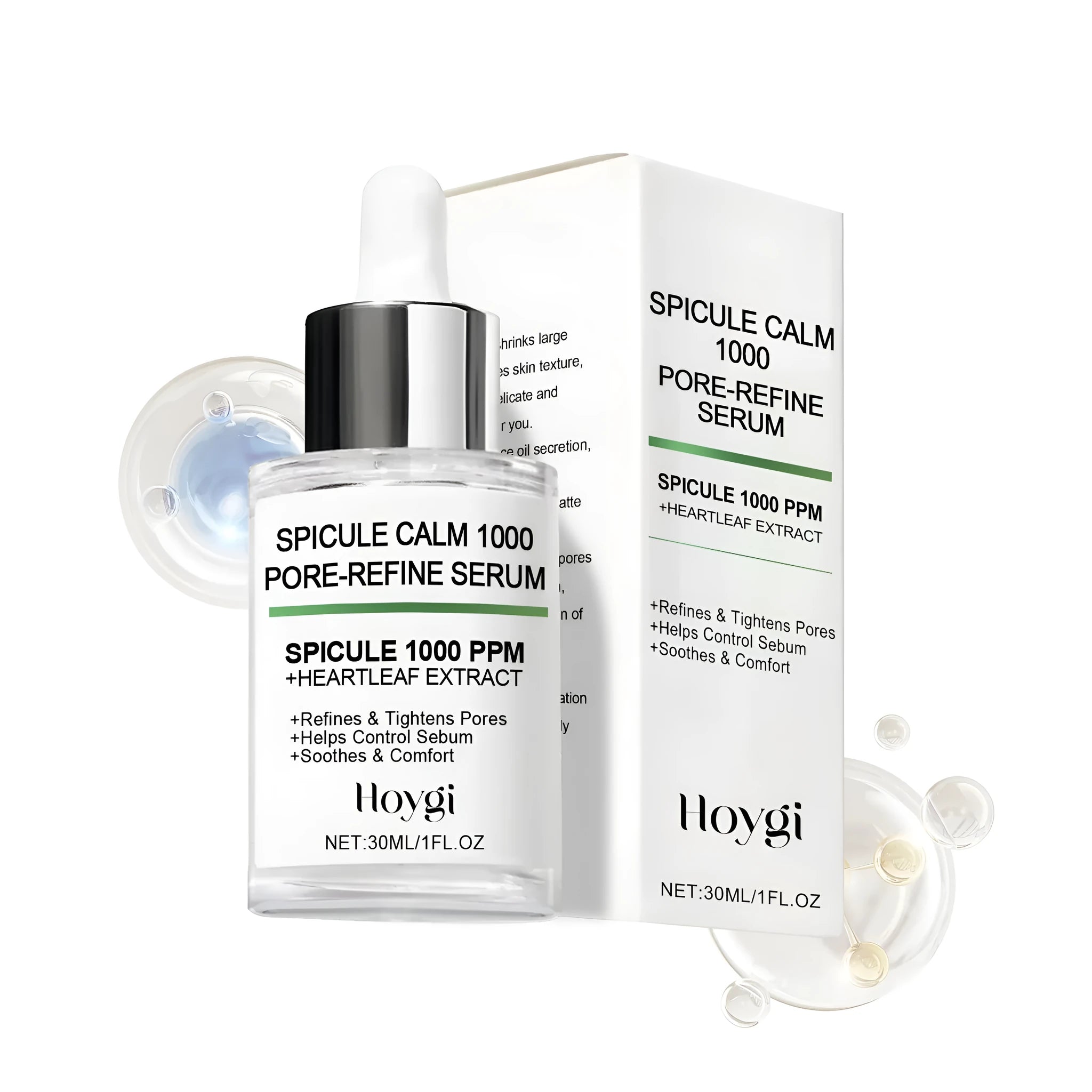 30ml pore-refine serum bottle with dropper containing houttuynia cordata extract facial essence