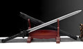 Yuling black integral sword, 65 manganese steel unsharpened katana, 118cm overall, wood leather scabbard
