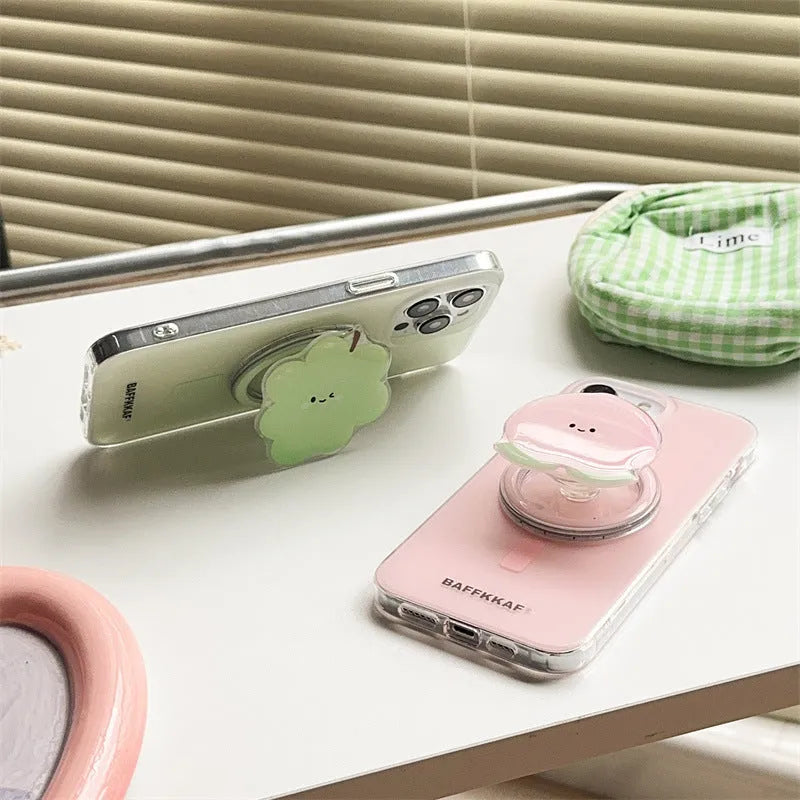 Simple solid fruit magnetic bracket TPU phone case for iPhone, with stand, in green