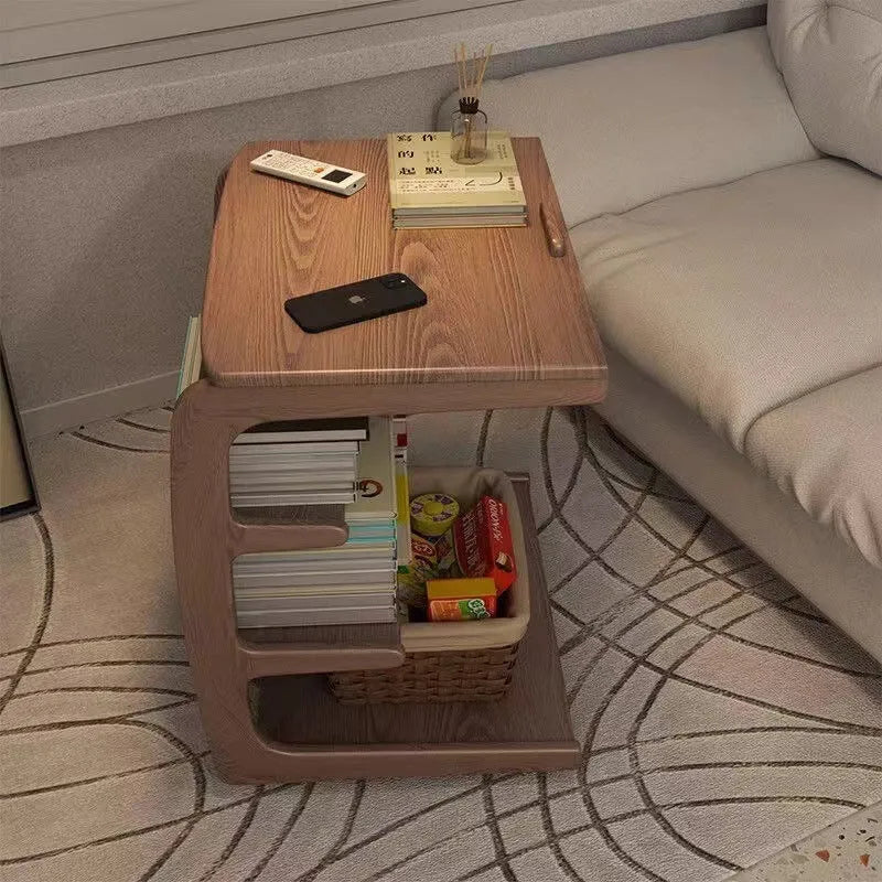 Movable solid wood side cabinet with wheels in walnut or raw wood colour, 40cm or 60cm wide