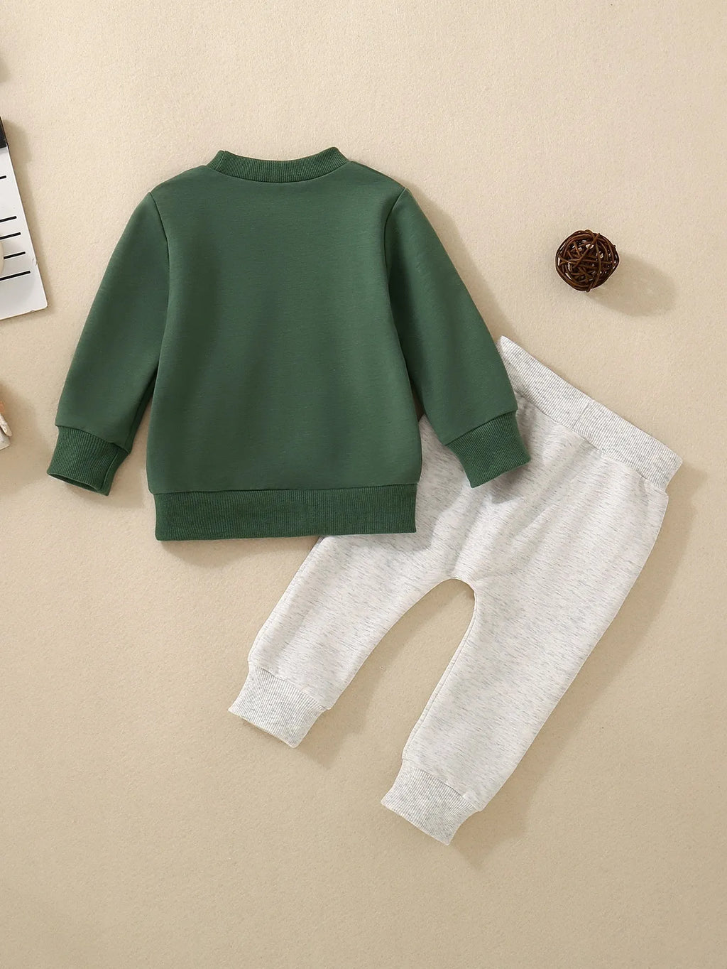 Boys and girls cotton letter sweater suit in navy blue with long sleeves and matching pants