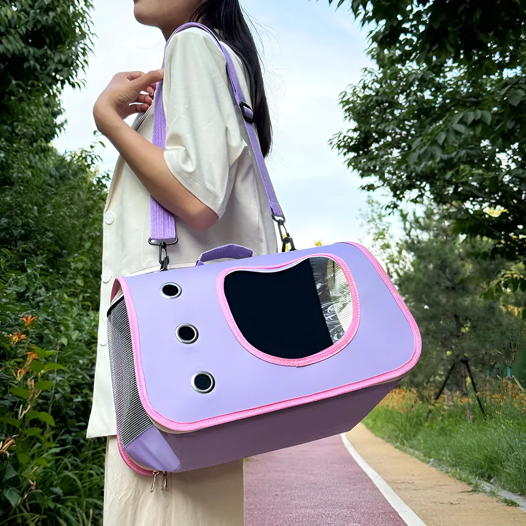 Crossbody pet outing bag in Oxford cloth with single-shoulder design and medium capacity