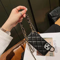 Xiaoxiangfeng imitation leather iPhone case with adjustable messenger strap and golden ball detail