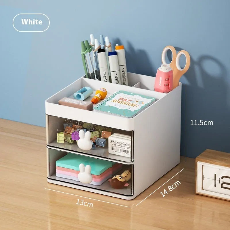 Transparent drawer storage box with grid compartments in cherry blossom pink