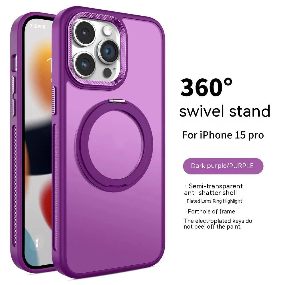 Frosted silicone iPhone case with rotating bracket in deep sea blue colour