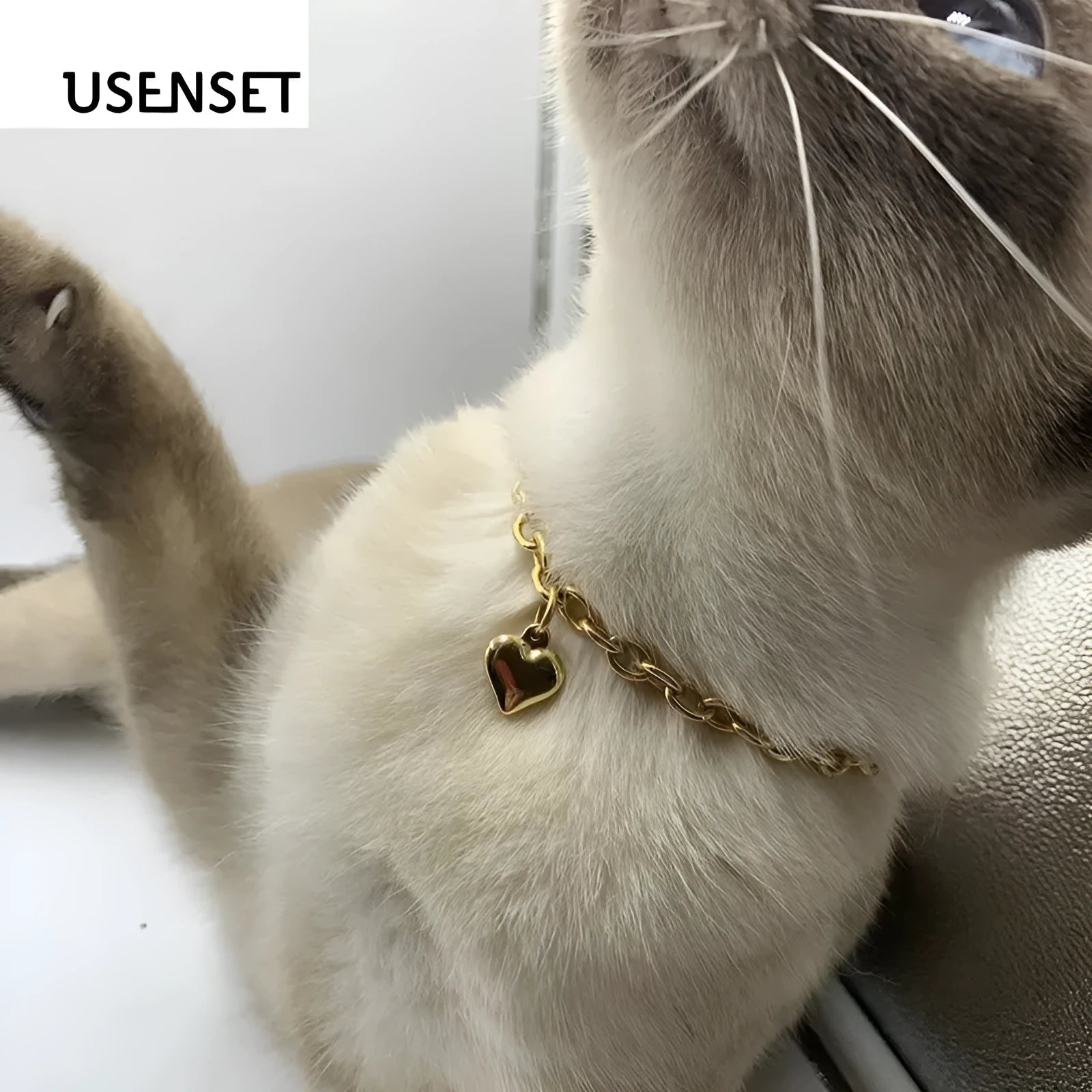 Stainless steel necklace with a heart-shaped pendant featuring a detailed animal model on a curb chain.