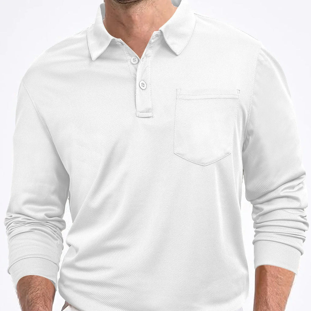 Men's casual long sleeve shirt, loose solid colour polyester mesh, sizes S to XXXL, side slit