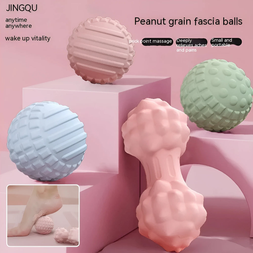 A 6cm diameter TPR foot massage ball in blue colour, on a plain background.