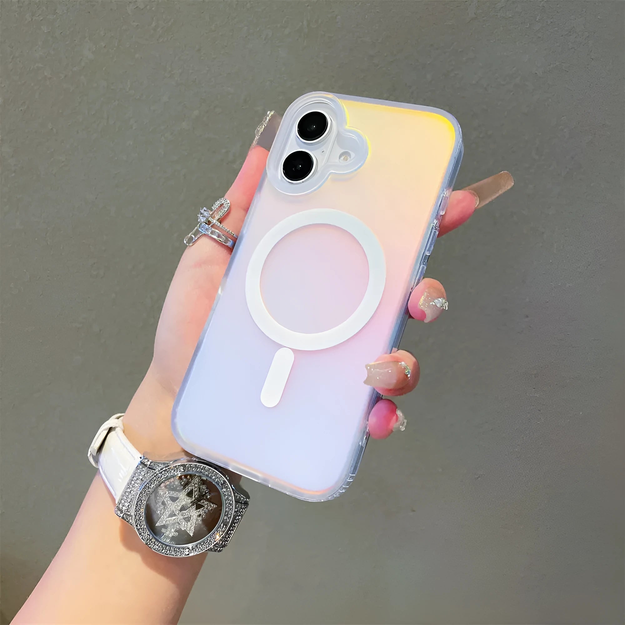 Laser gradient frosted magnetic phone case for iPhone 17 series with TPU PC construction