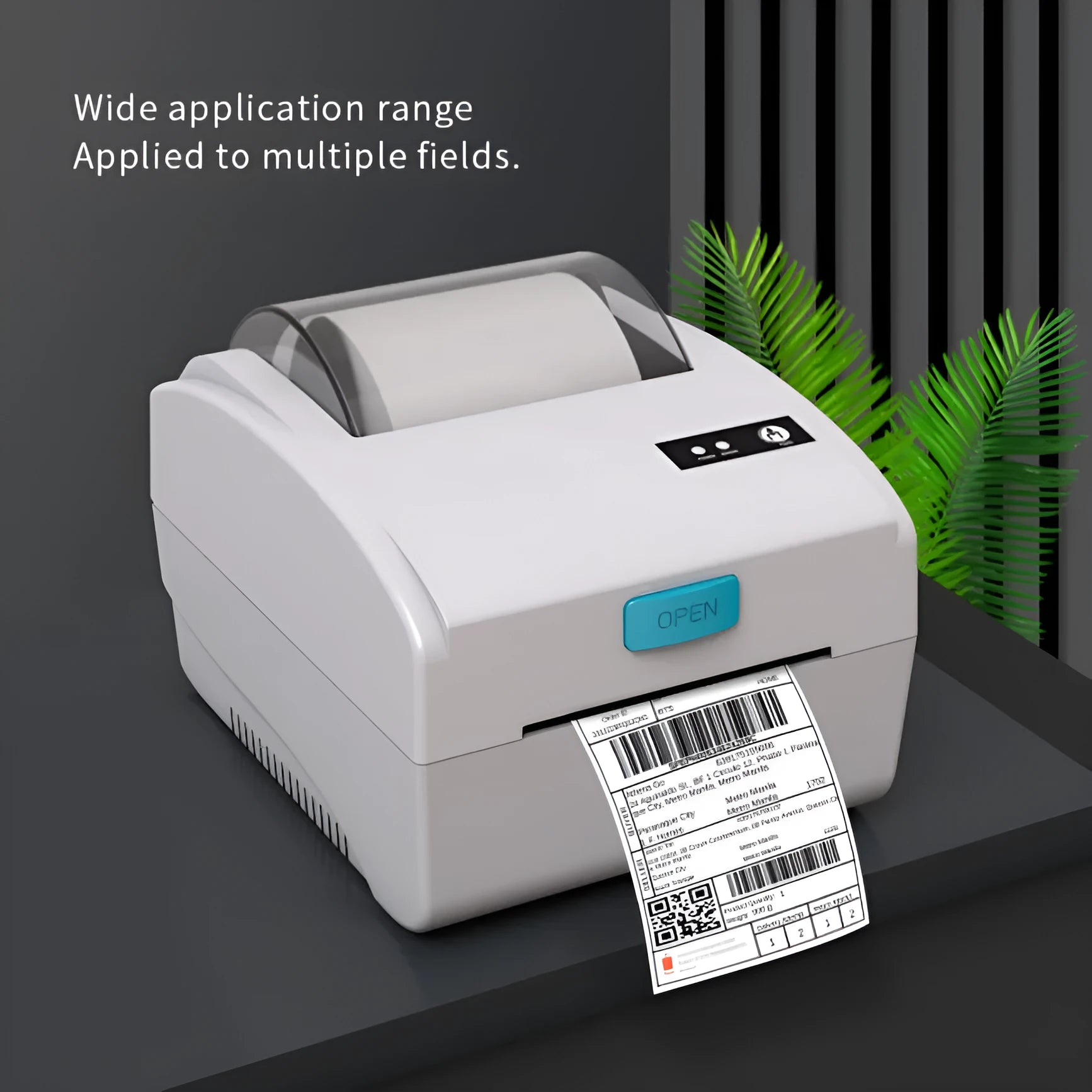 White Bluetooth thermal label printer with USB port for express shipping labels